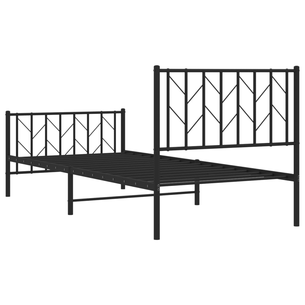 Cadre de lit métal sans matelas avec pied de lit noir 90x190 cm - XIOS