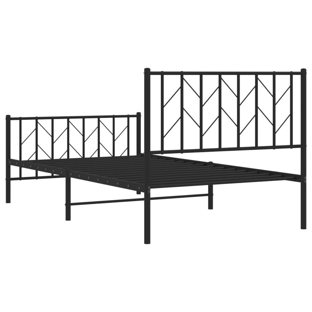 Cadre de lit métal sans matelas avec pied de lit noir 100x190cm - XIOS