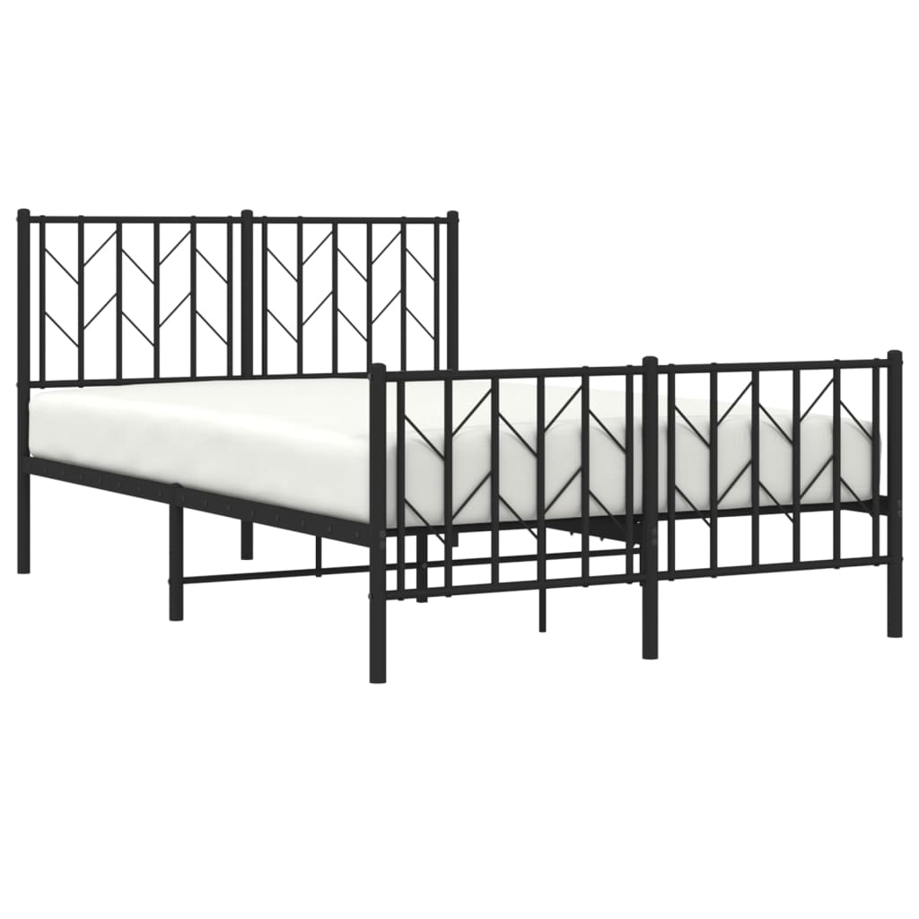 Cadre de lit métal sans matelas avec pied de lit noir 120x190cm - XIOS