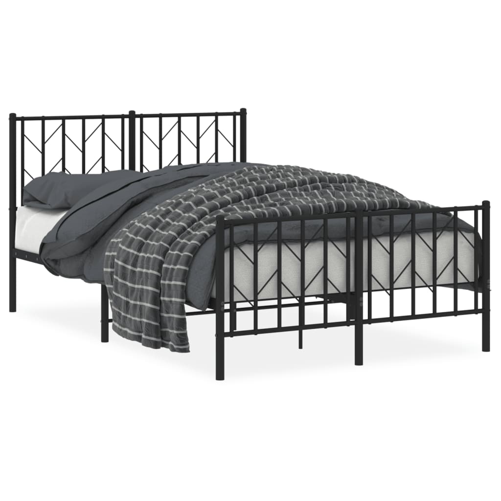Cadre de lit métal sans matelas avec pied de lit noir 120x200cm - XIOS
