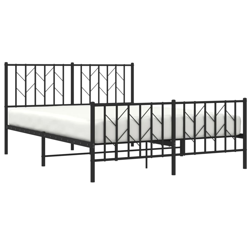 Cadre de lit métal sans matelas avec pied de lit noir 135x190cm - XIOS