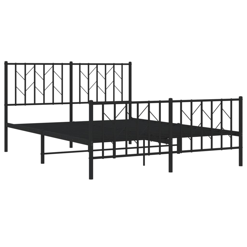 Cadre de lit métal sans matelas avec pied de lit noir 135x190cm - XIOS