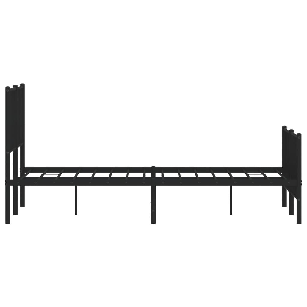 Cadre de lit métal sans matelas avec pied de lit noir 135x190cm - XIOS