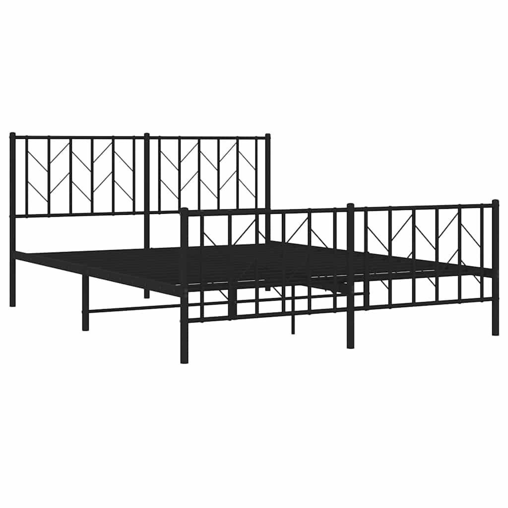 Cadre de lit métal sans matelas avec pied de lit noir 150x200cm - XIOS