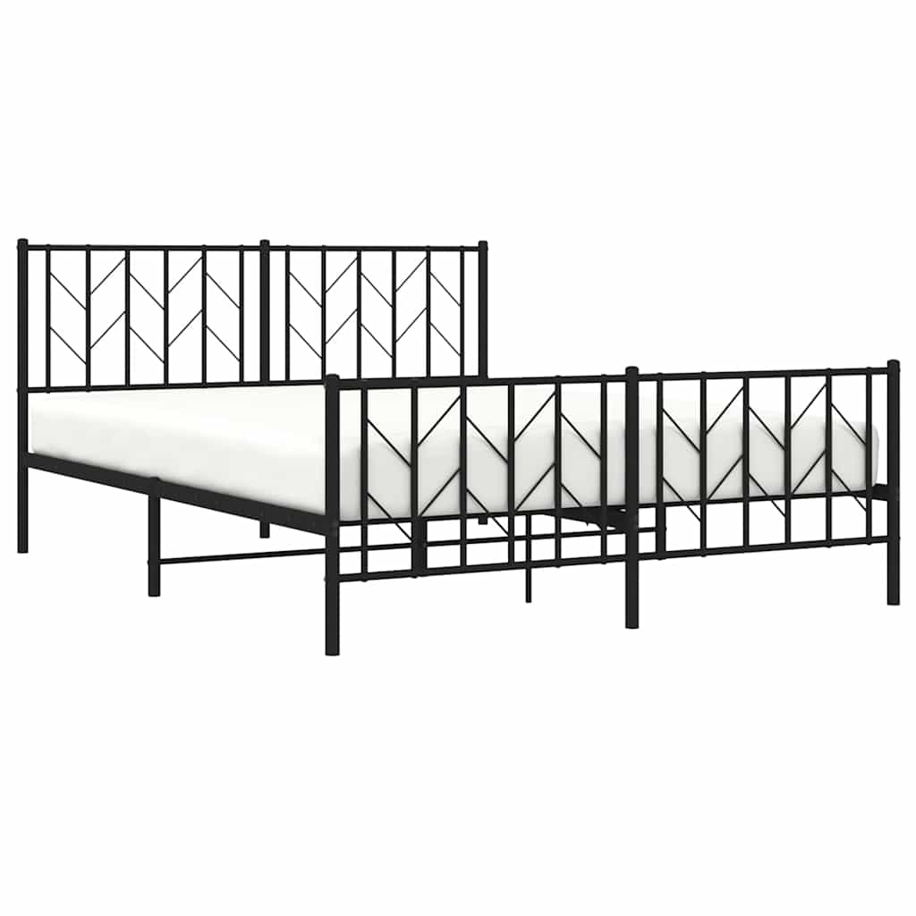 Cadre de lit métal sans matelas avec pied de lit noir 150x200cm - XIOS