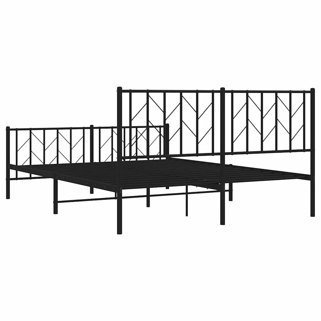 Cadre de lit métal sans matelas avec pied de lit noir 150x200cm - XIOS