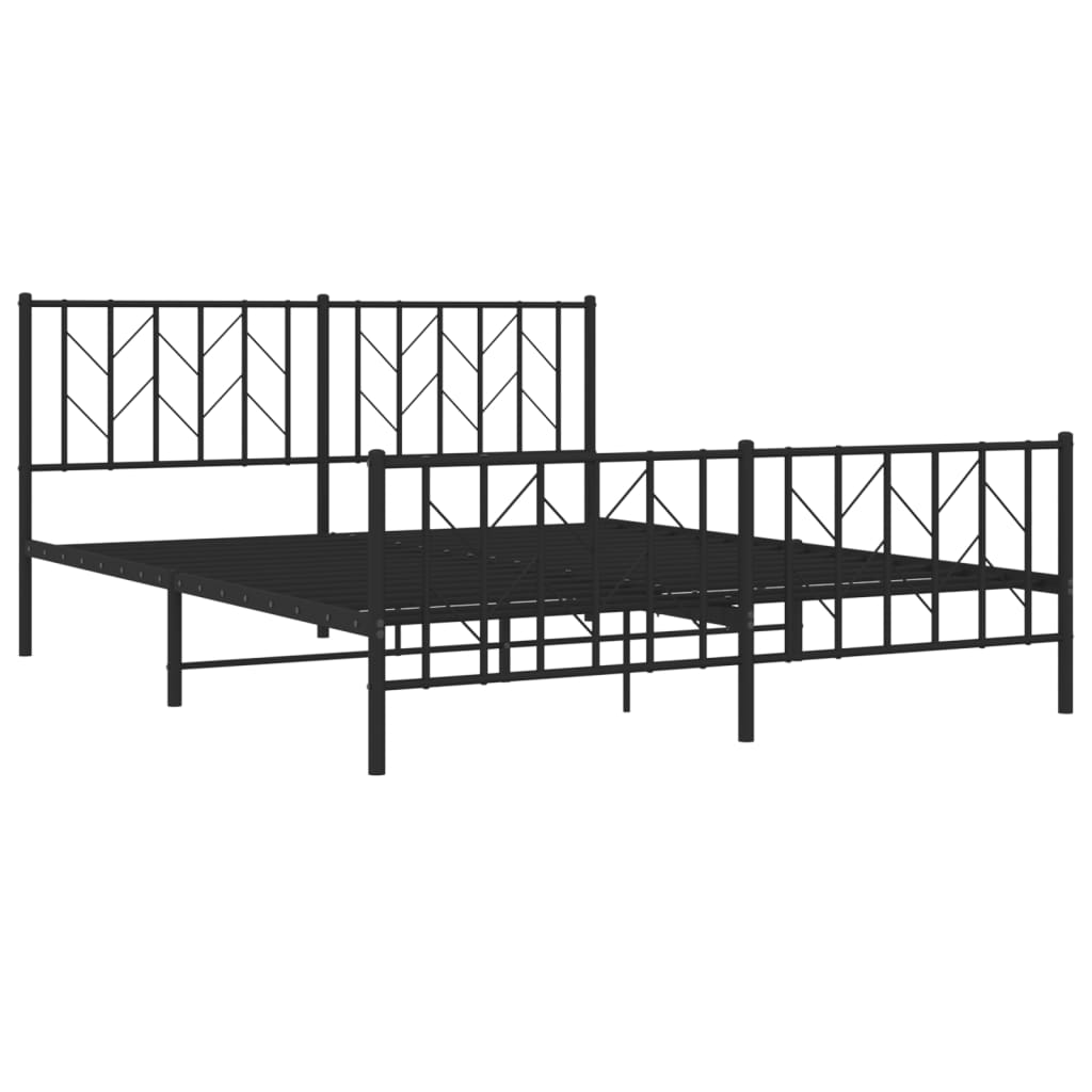 Cadre de lit métal sans matelas avec pied de lit noir 160x200cm - XIOS