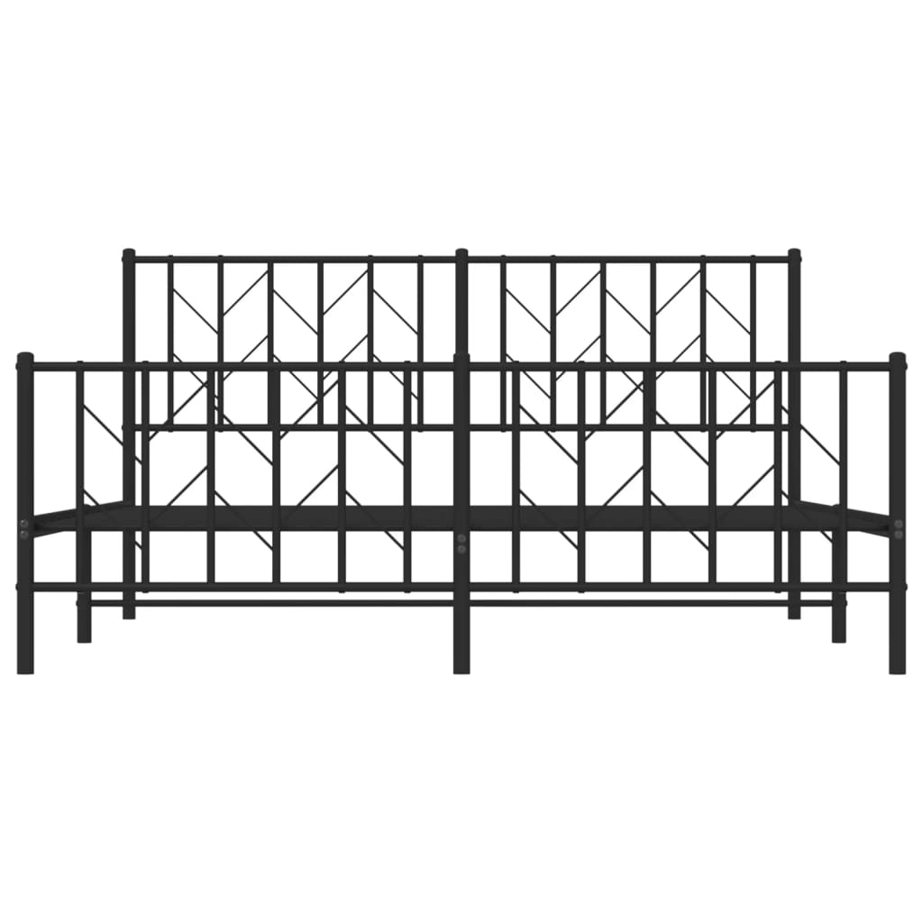Cadre de lit métal sans matelas avec pied de lit noir 160x200cm - XIOS