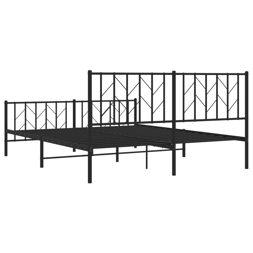 Cadre de lit métal sans matelas avec pied de lit noir 160x200cm - XIOS