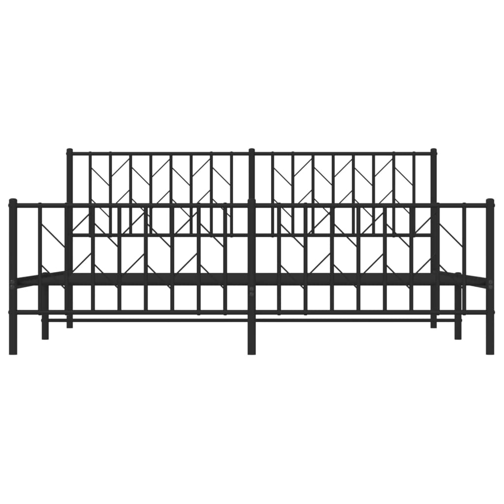 Cadre de lit métal sans matelas avec pied de lit noir 183x213cm - XIOS