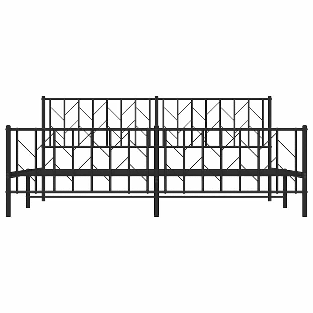 Cadre de lit métal sans matelas avec pied de lit noir 193x203cm - XIOS