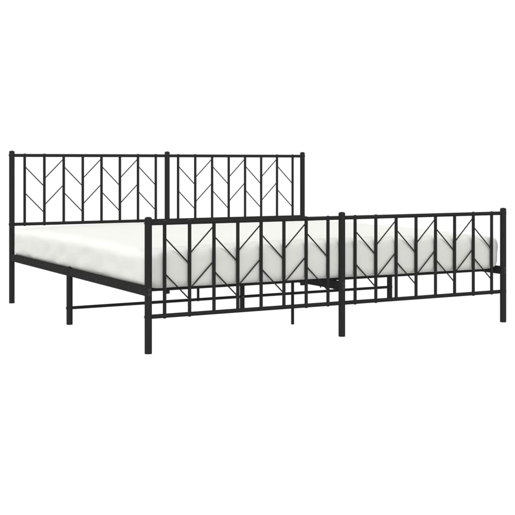 Cadre de lit métal sans matelas avec pied de lit noir 200x200cm - XIOS