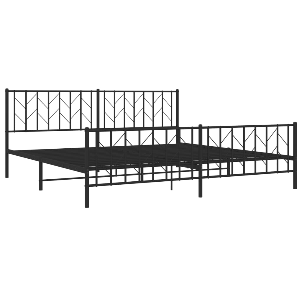 Cadre de lit métal sans matelas avec pied de lit noir 200x200cm - XIOS