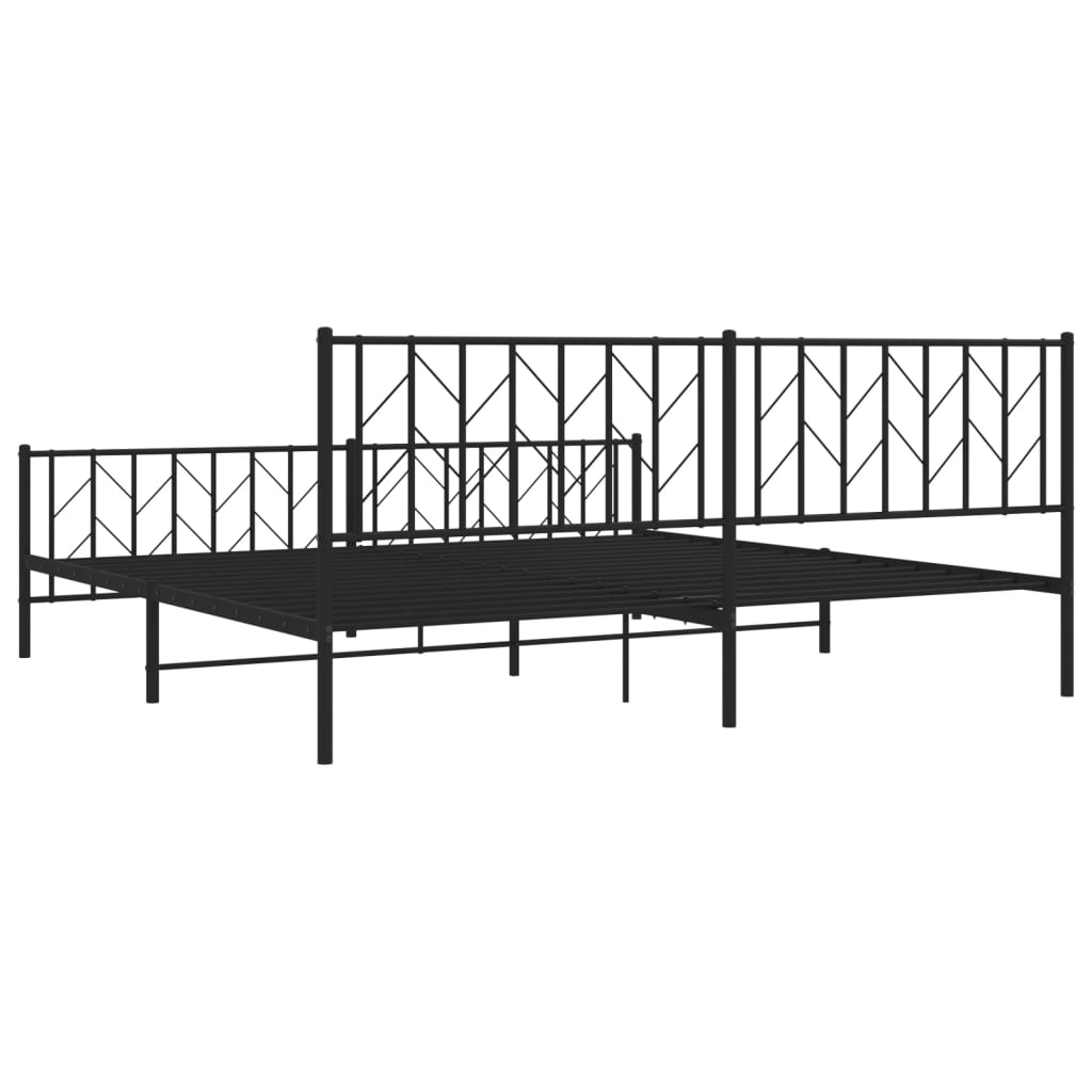 Cadre de lit métal sans matelas avec pied de lit noir 200x200cm - XIOS