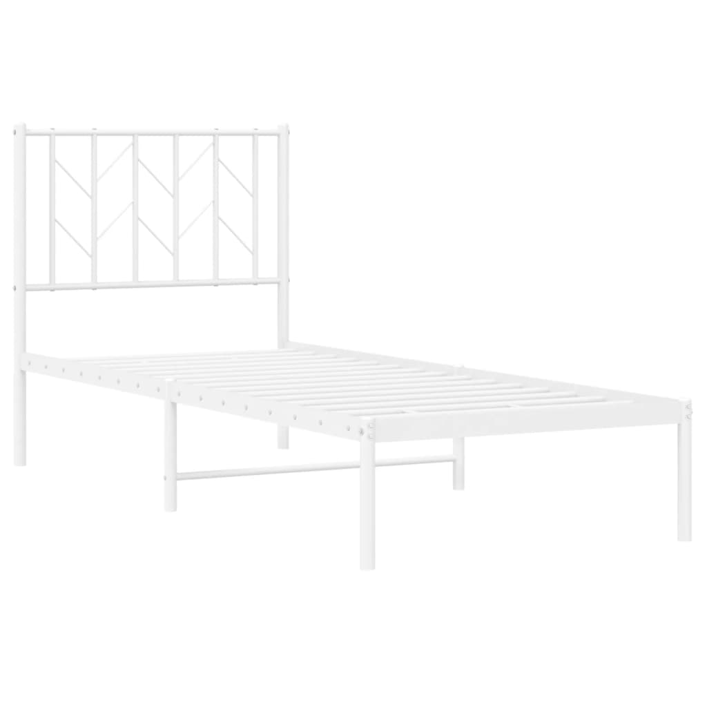 Cadre de lit métal sans matelas avec tête de lit blanc 75x190cm - XIOS