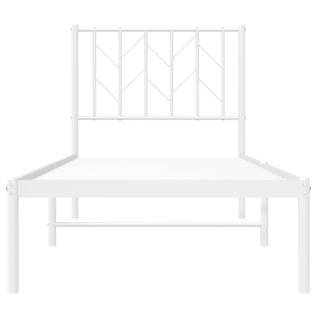 Cadre de lit métal sans matelas avec tête de lit blanc 75x190cm - XIOS