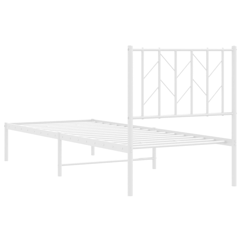 Cadre de lit métal sans matelas avec tête de lit blanc 75x190cm - XIOS