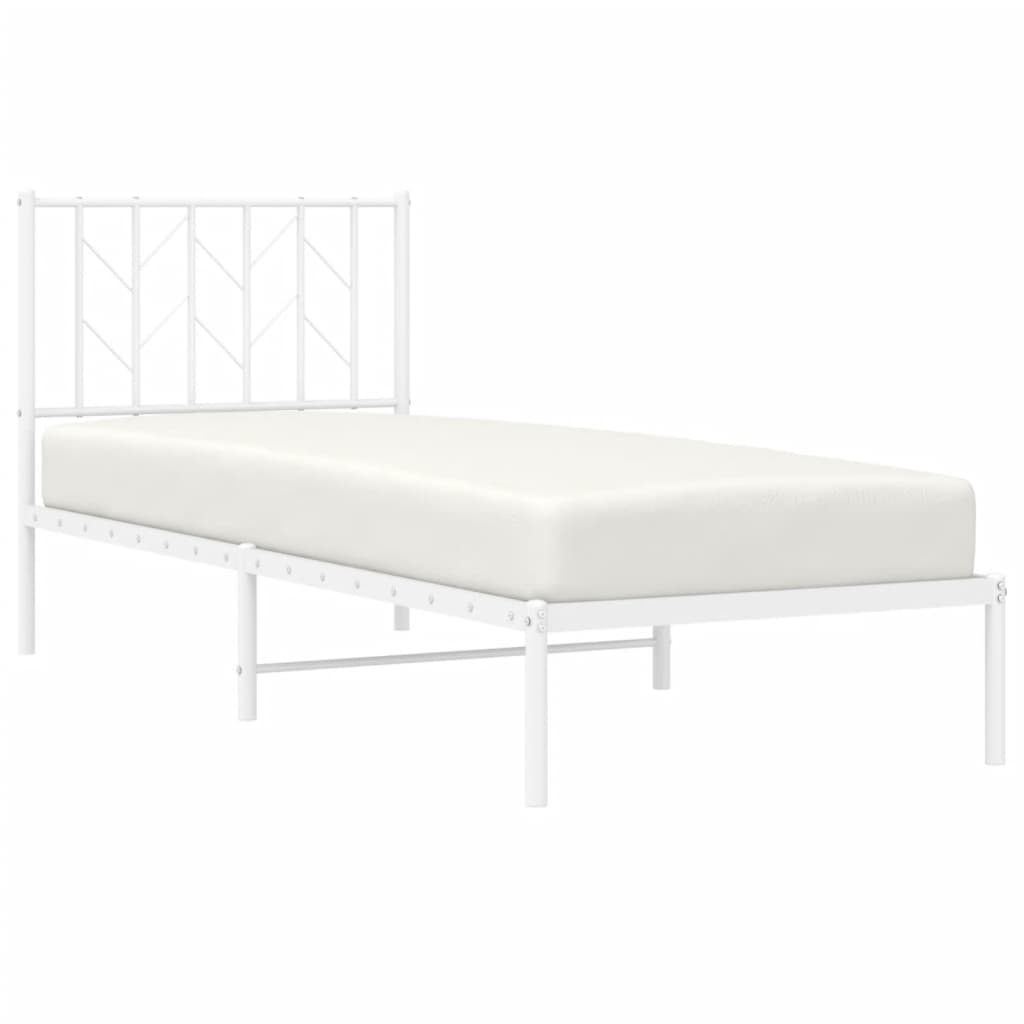 Cadre de lit métal sans matelas avec tête de lit blanc 80x200cm - XIOS