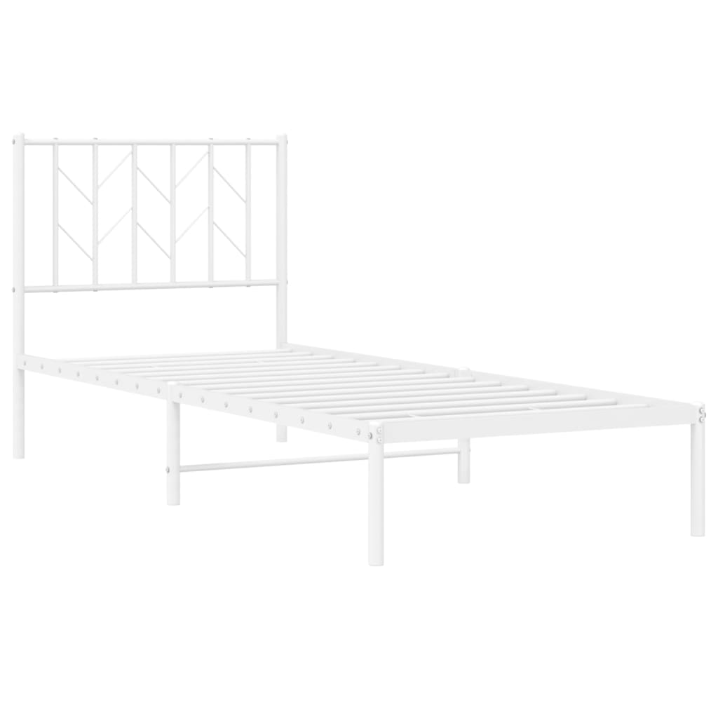 Cadre de lit métal sans matelas avec tête de lit blanc 80x200cm - XIOS