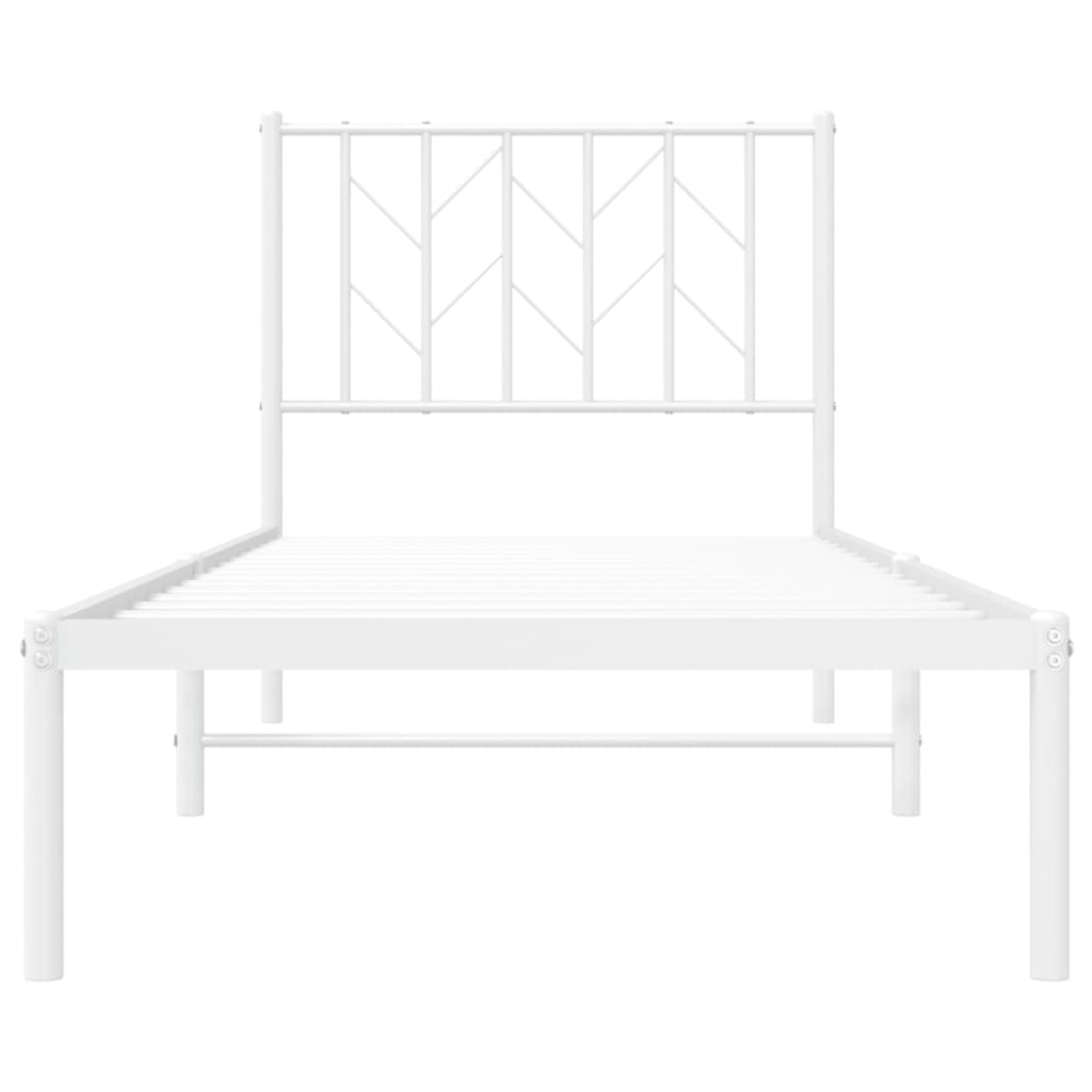 Cadre de lit métal sans matelas avec tête de lit blanc 80x200cm - XIOS
