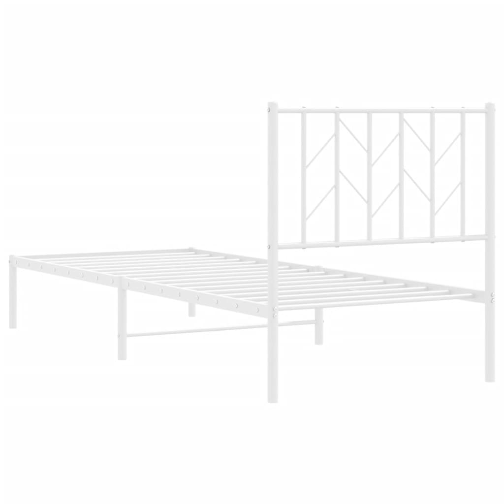 Cadre de lit métal sans matelas avec tête de lit blanc 80x200cm - XIOS