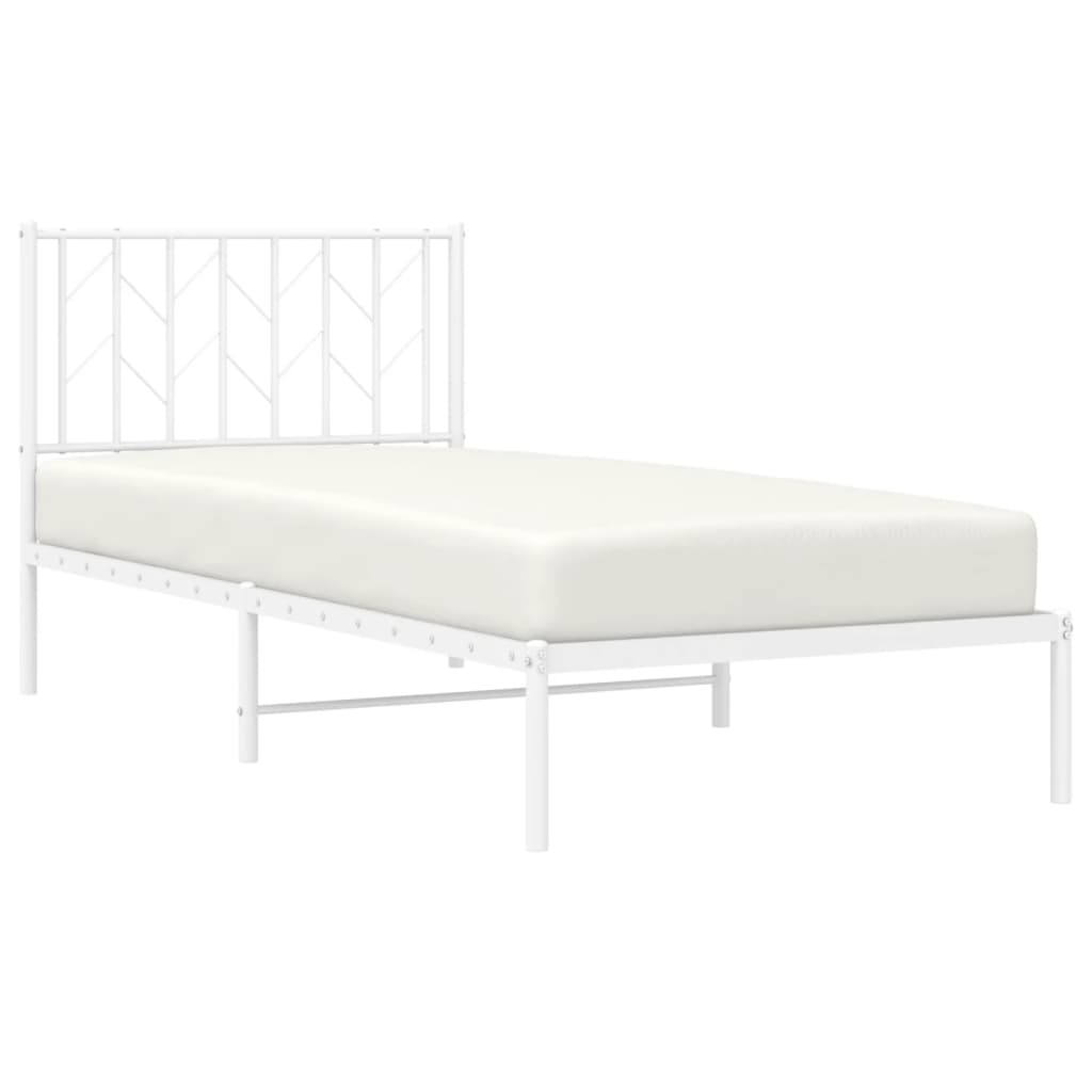 Cadre de lit métal sans matelas avec tête de lit blanc 90x190cm - XIOS