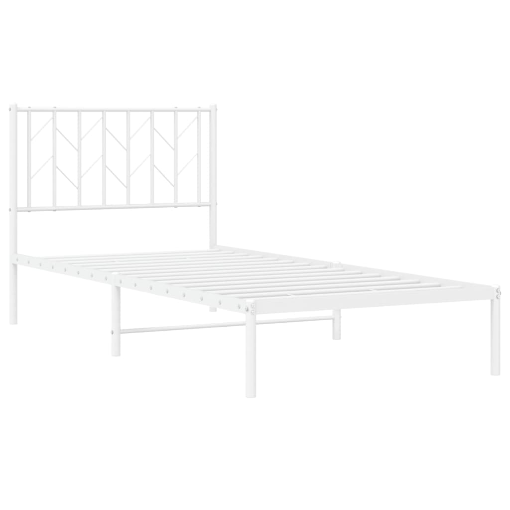 Cadre de lit métal sans matelas avec tête de lit blanc 90x190cm - XIOS