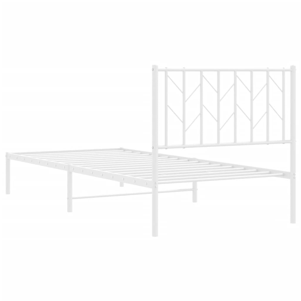 Cadre de lit métal sans matelas avec tête de lit blanc 90x190cm - XIOS
