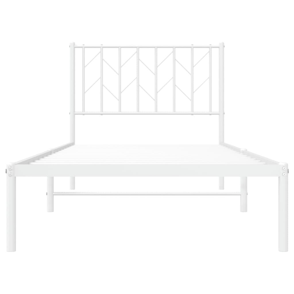 Cadre de lit métal sans matelas avec tête de lit blanc 90x200cm - XIOS