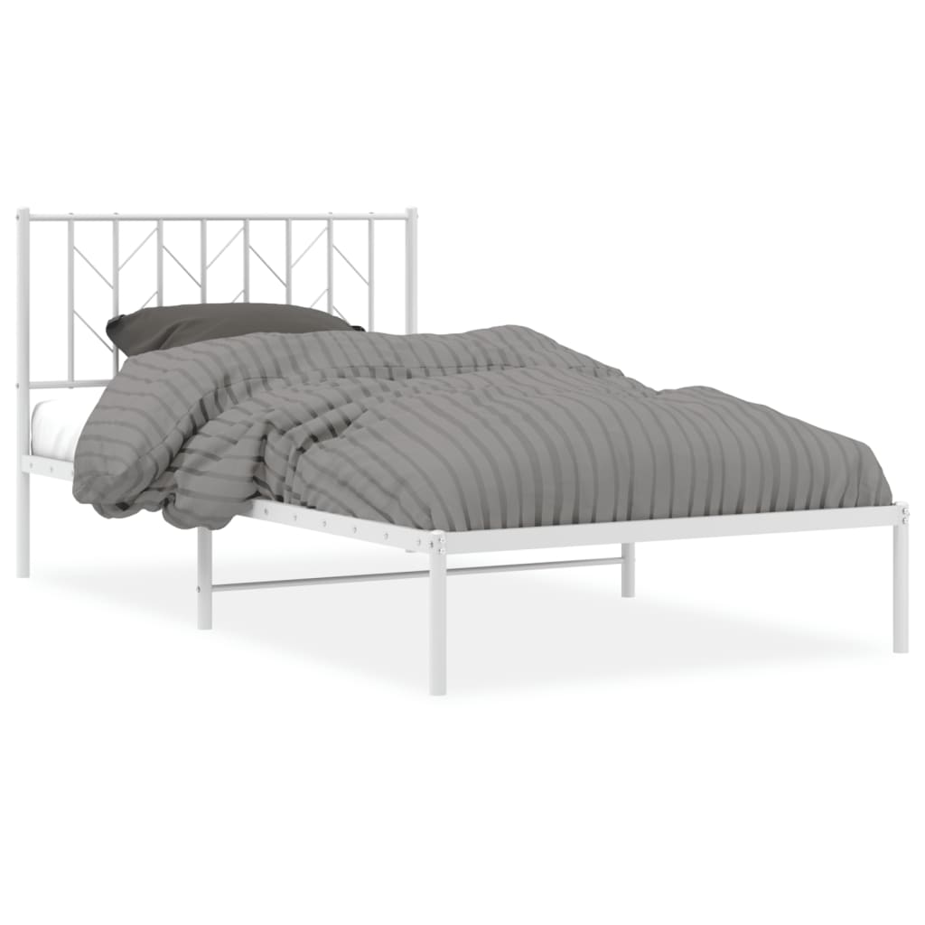 Cadre de lit métal sans matelas et tête de lit blanc 107x203 cm - XIOS