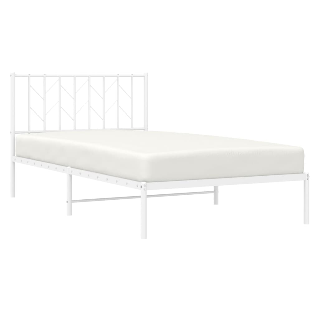 Cadre de lit métal sans matelas et tête de lit blanc 107x203 cm - XIOS