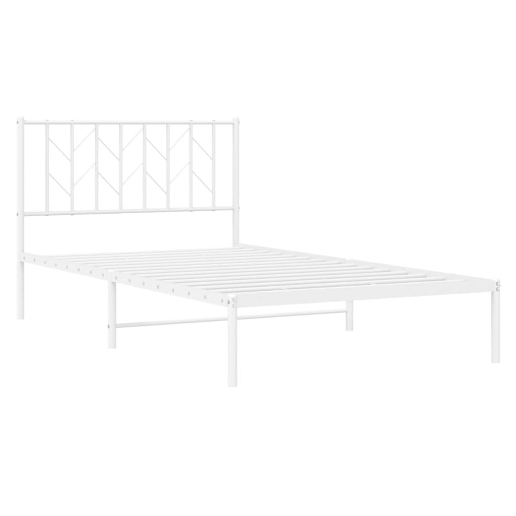Cadre de lit métal sans matelas et tête de lit blanc 107x203 cm - XIOS