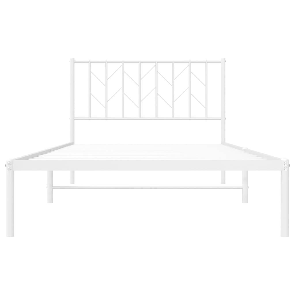 Cadre de lit métal sans matelas et tête de lit blanc 107x203 cm - XIOS