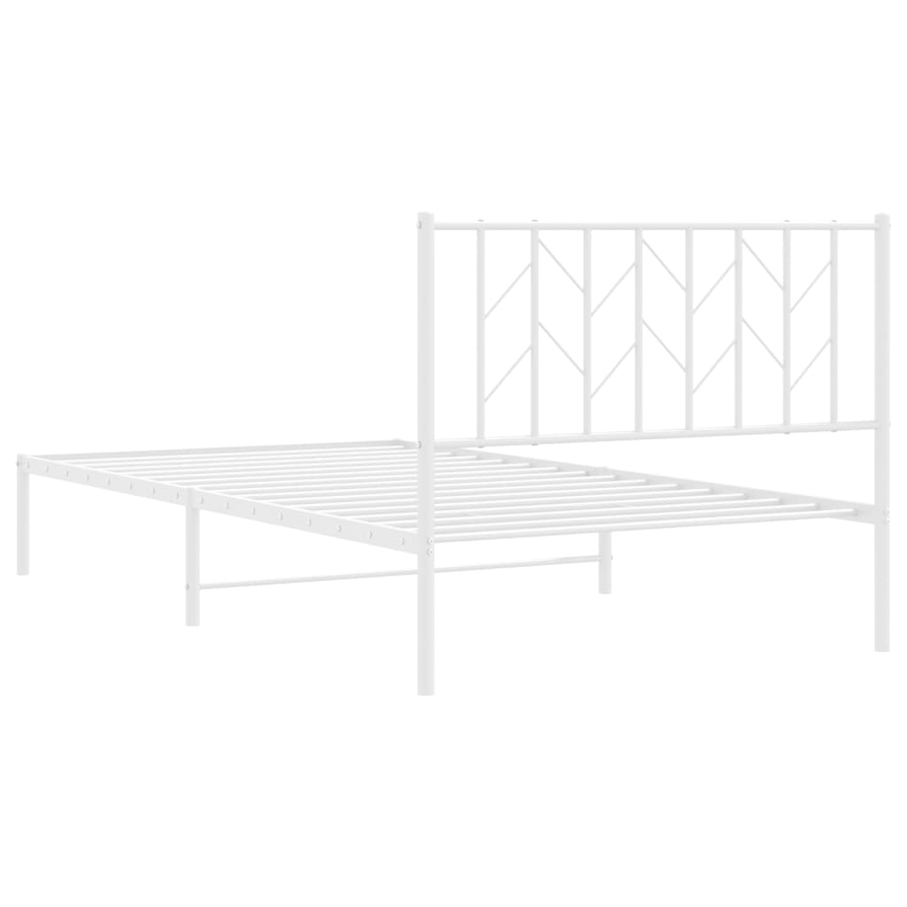 Cadre de lit métal sans matelas et tête de lit blanc 107x203 cm - XIOS