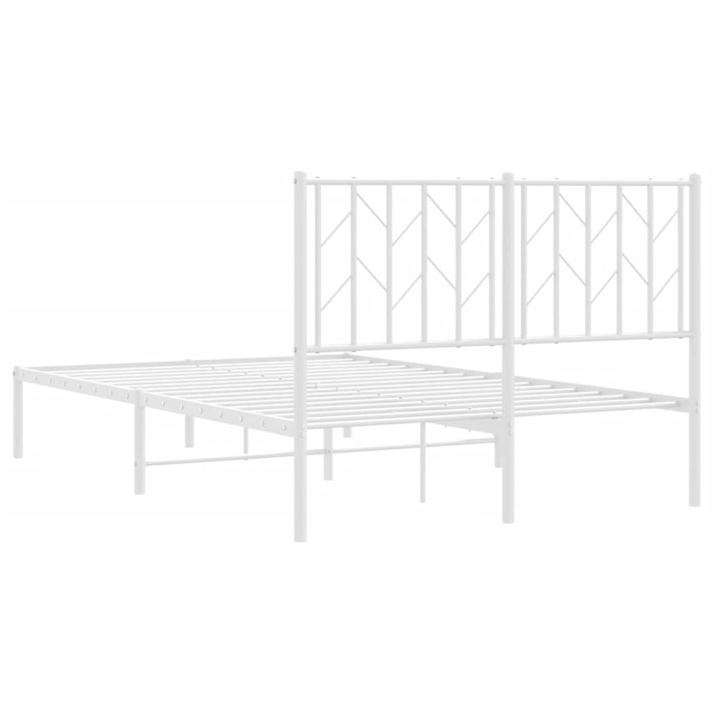 Cadre de lit métal sans matelas et tête de lit blanc 120x190 cm - XIOS