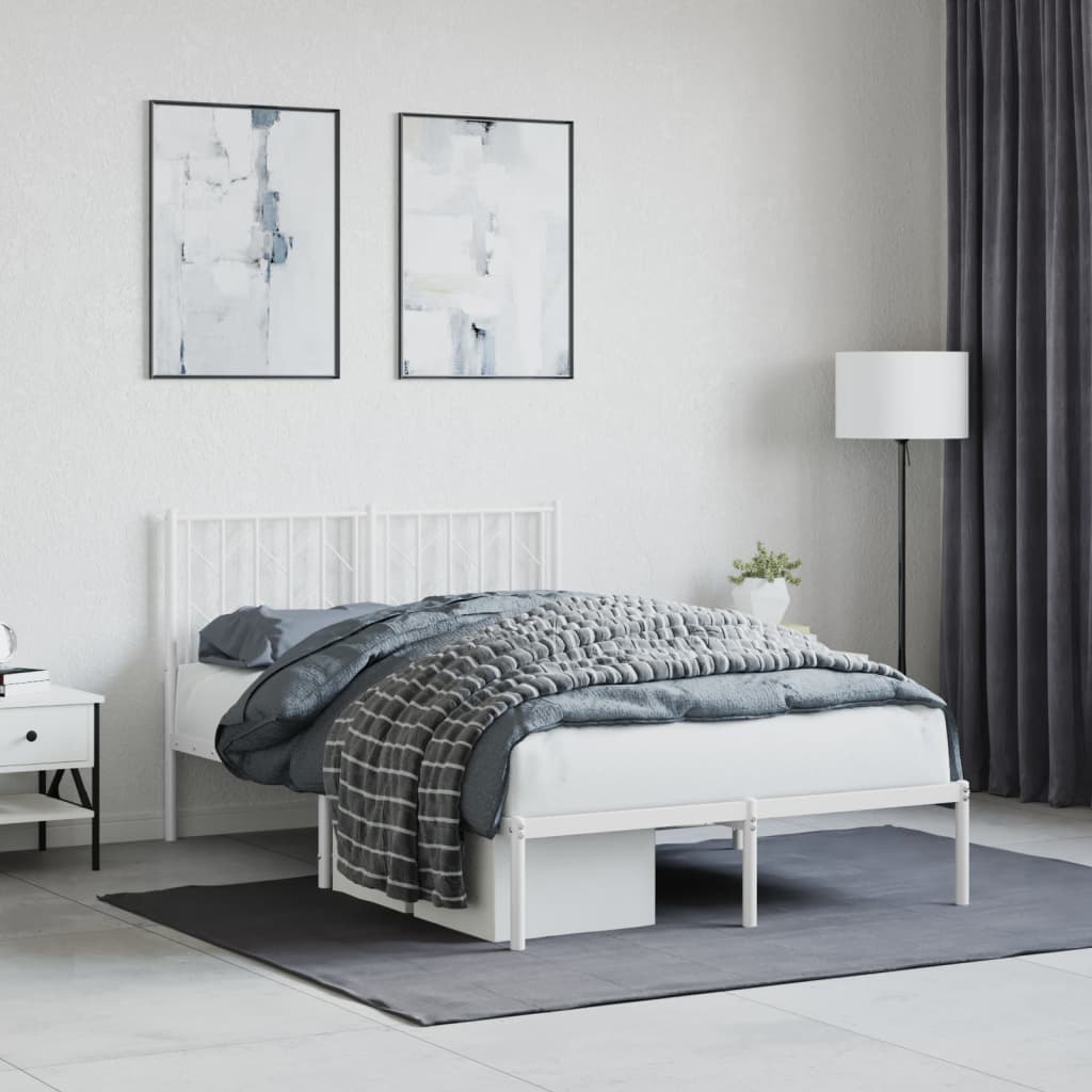 Cadre de lit métal sans matelas et tête de lit blanc 120x190 cm - XIOS