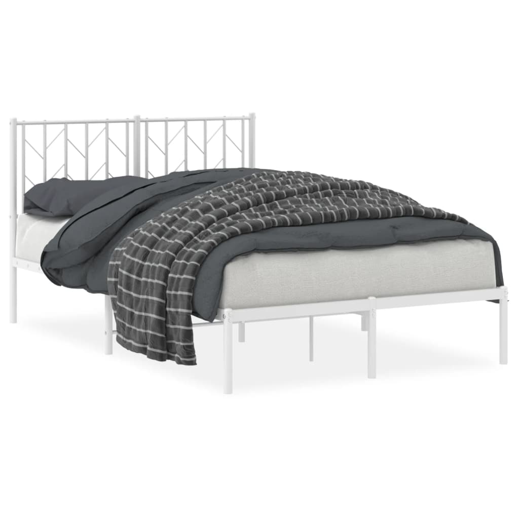 Cadre de lit métal sans matelas et tête de lit blanc 120x200 cm - XIOS