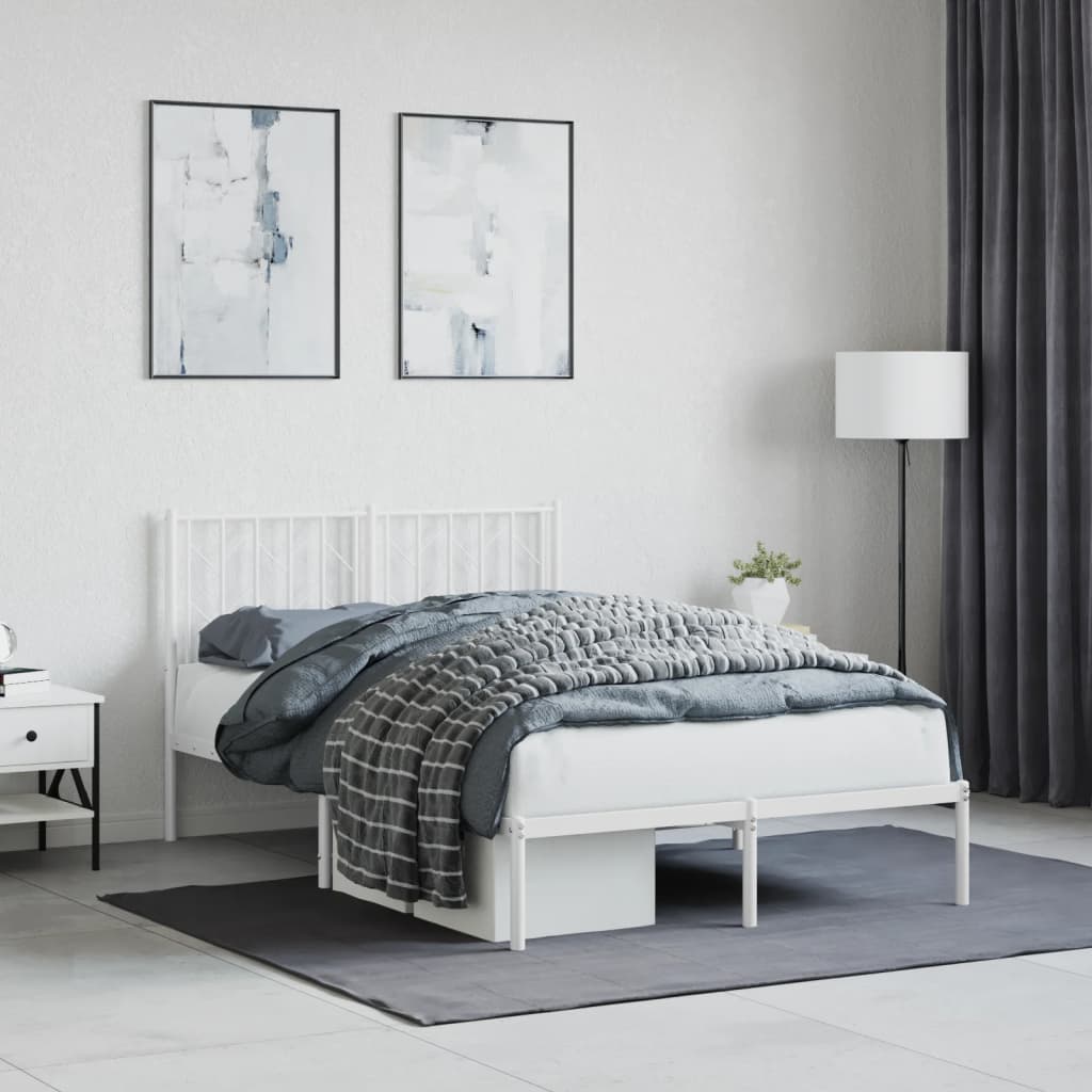 Cadre de lit métal sans matelas et tête de lit blanc 120x200 cm - XIOS