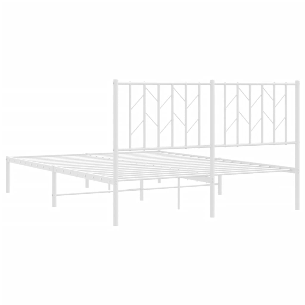 Cadre de lit métal sans matelas et tête de lit blanc 140x190 cm - XIOS