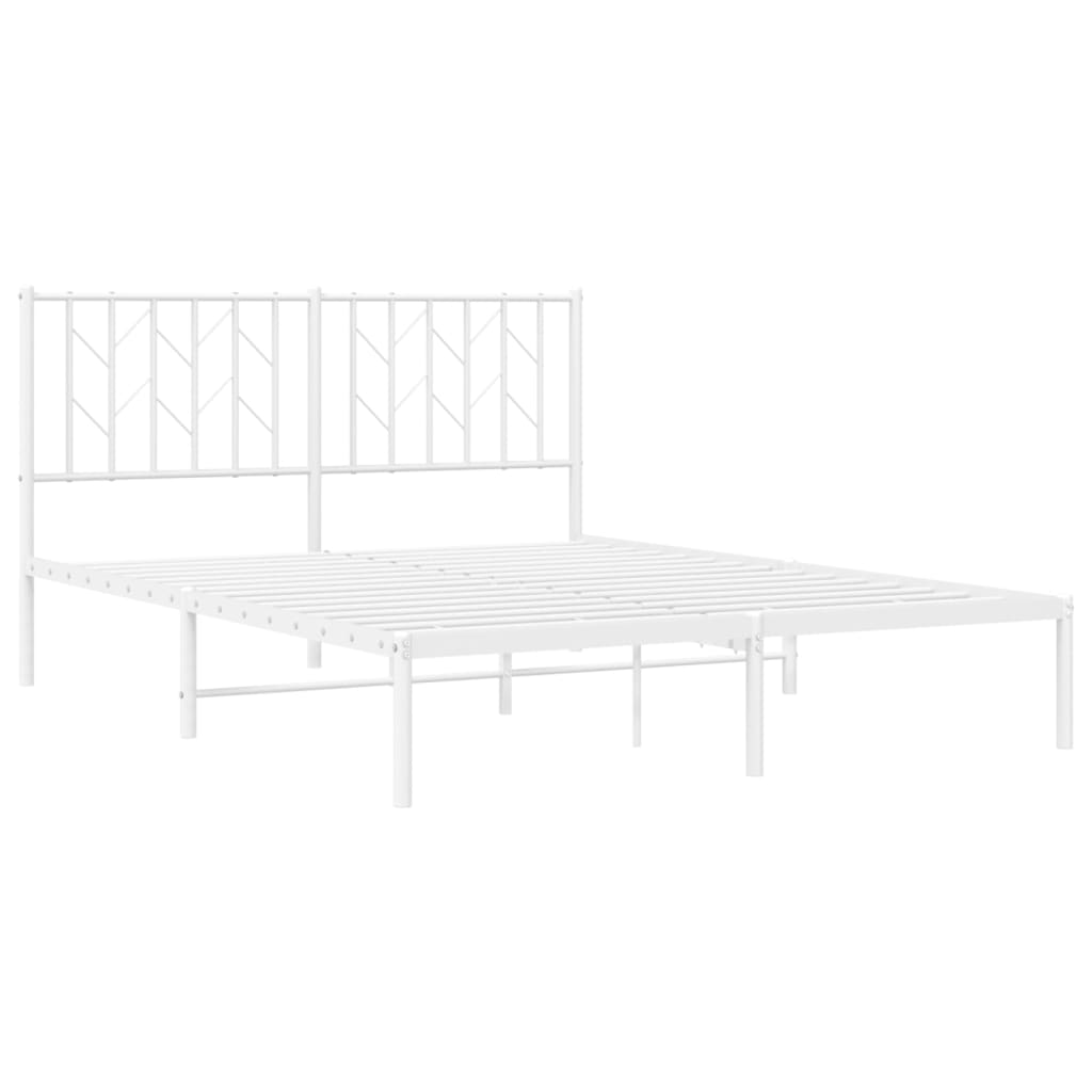 Cadre de lit métal sans matelas et tête de lit blanc 140x200 cm - XIOS
