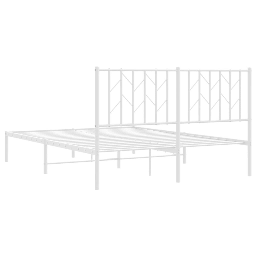 Cadre de lit métal sans matelas et tête de lit blanc 140x200 cm - XIOS