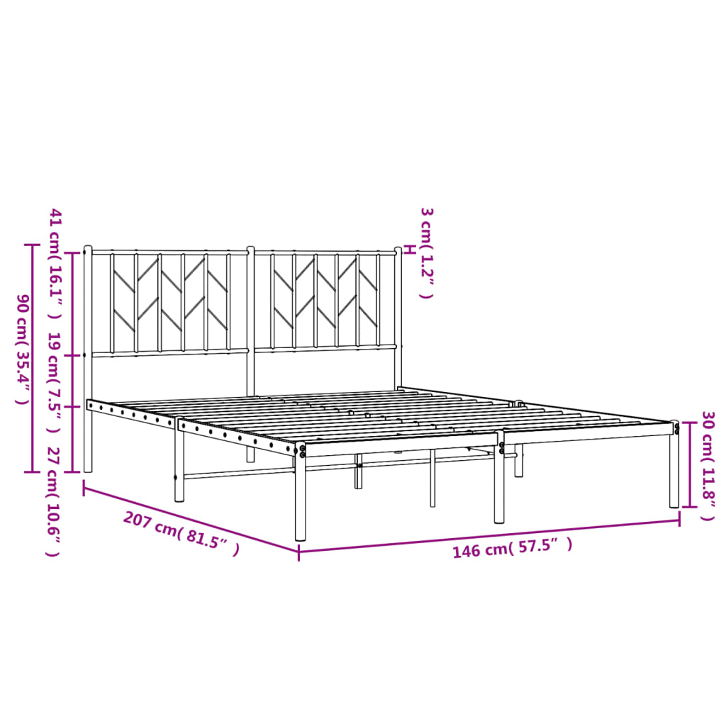 Cadre de lit métal sans matelas et tête de lit blanc 140x200 cm - XIOS