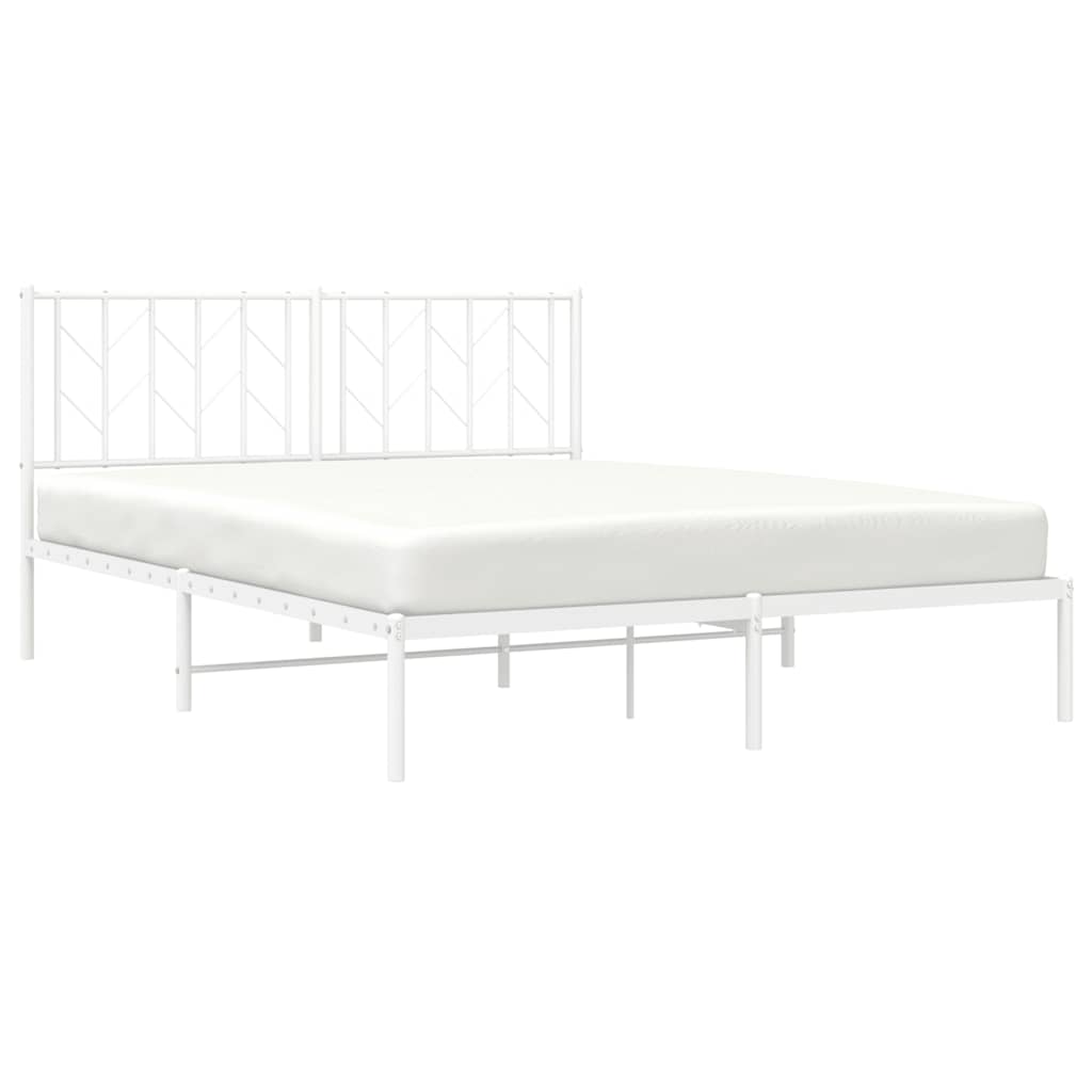 Cadre de lit métal sans matelas et tête de lit blanc 150x200 cm - XIOS