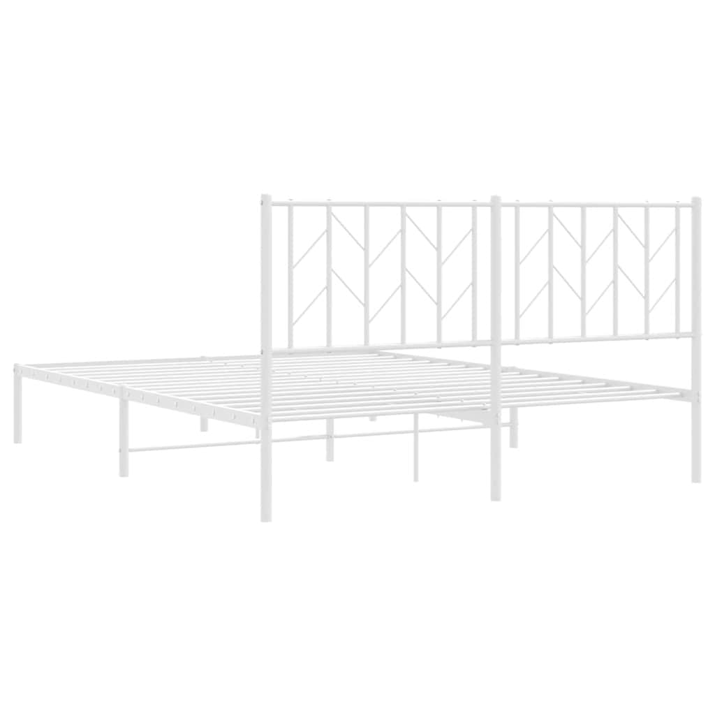 Cadre de lit métal sans matelas et tête de lit blanc 150x200 cm - XIOS
