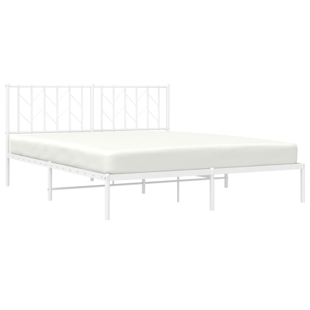 Cadre de lit métal sans matelas et tête de lit blanc 160x200 cm - XIOS