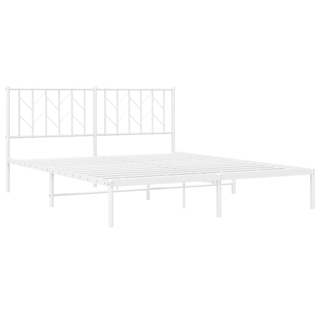 Cadre de lit métal sans matelas et tête de lit blanc 160x200 cm - XIOS