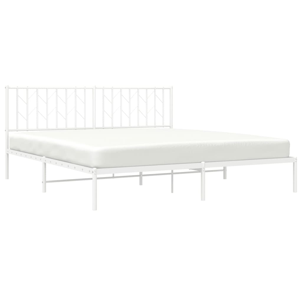 Cadre de lit métal sans matelas et tête de lit blanc 183x213 cm - XIOS