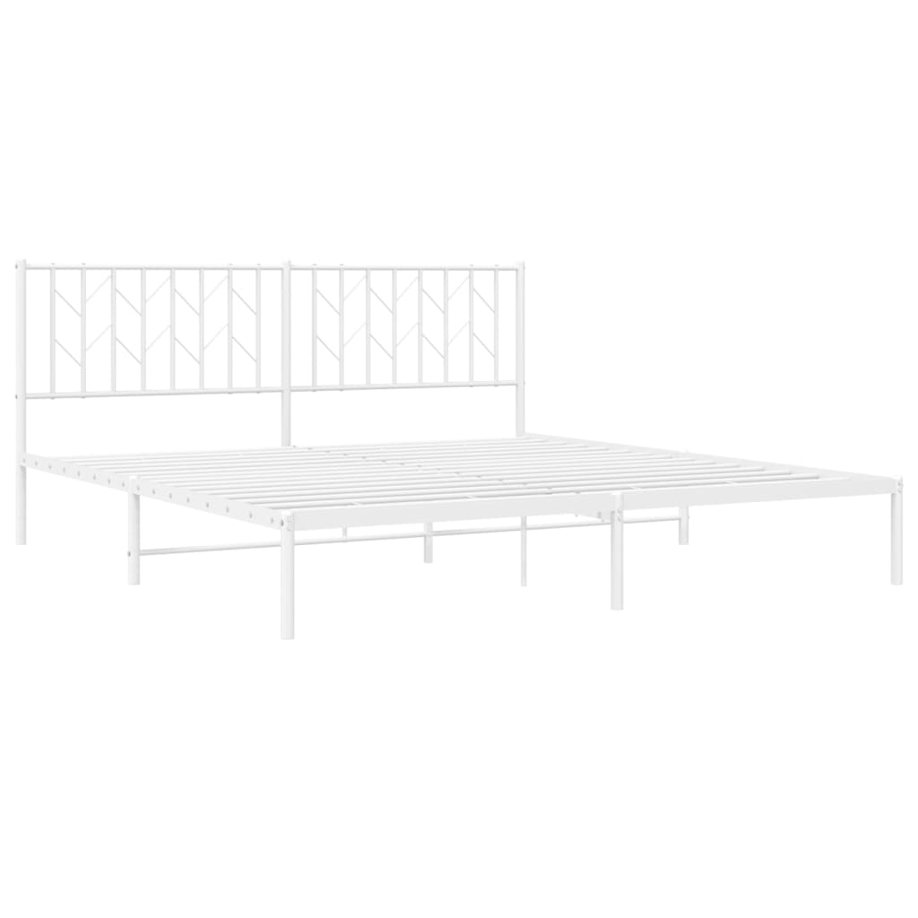 Cadre de lit métal sans matelas et tête de lit blanc 183x213 cm - XIOS