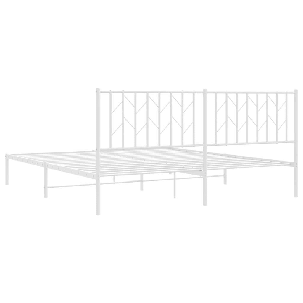 Cadre de lit métal sans matelas et tête de lit blanc 183x213 cm - XIOS