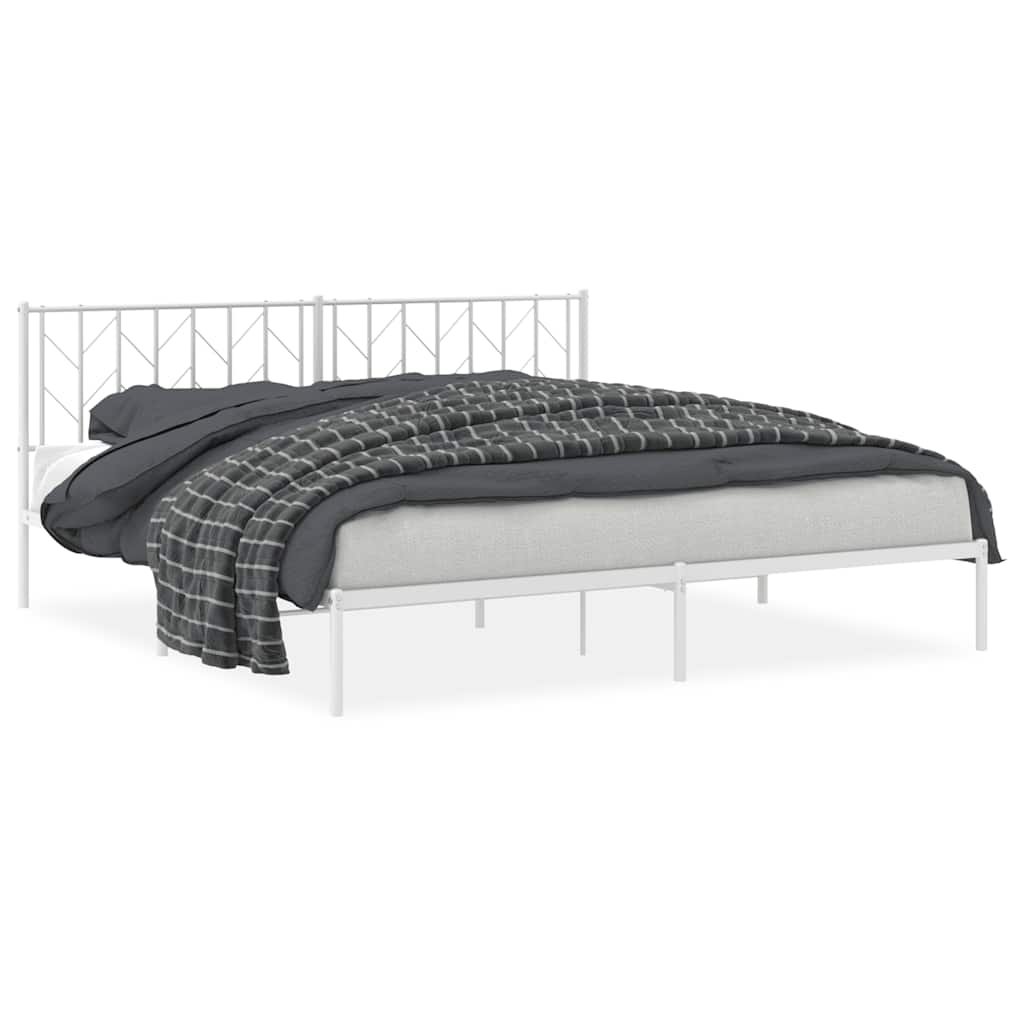 Cadre de lit métal sans matelas et tête de lit blanc 193x203 cm - XIOS
